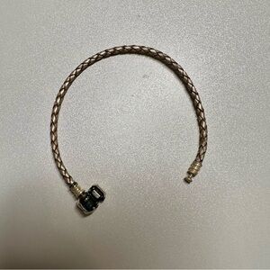 Pandora Braided Leather Bracelet with Silver Clasp
